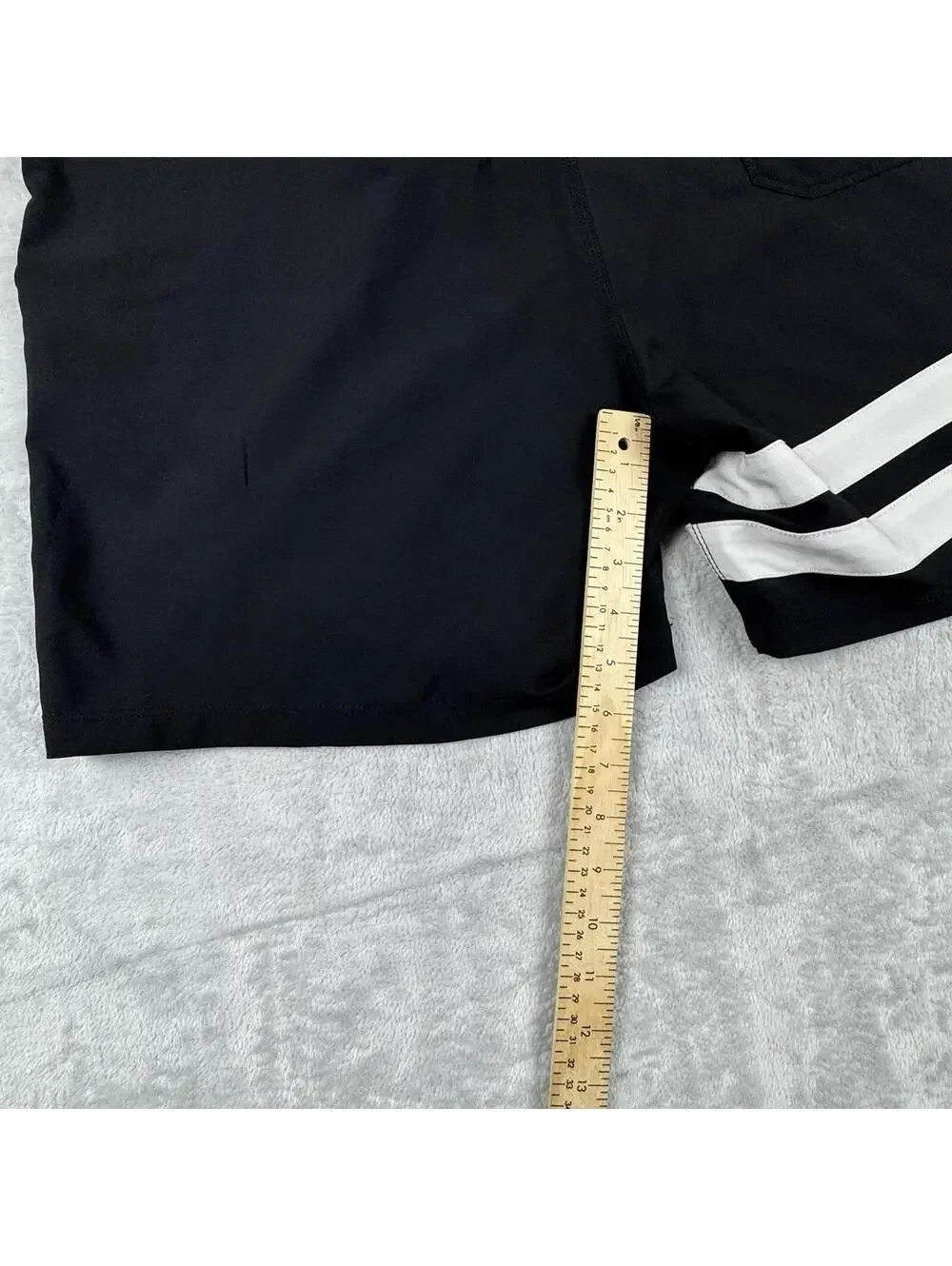 Hurley Phantom Black Board Shorts White Stripe Surf Swim Size 38 Unlined Coastal
